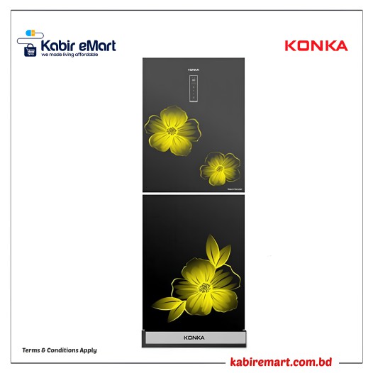 KONKA Refrigerator-KRT-315EGB-Glass Mirror, Upper Freezer, Digital Display 315 L