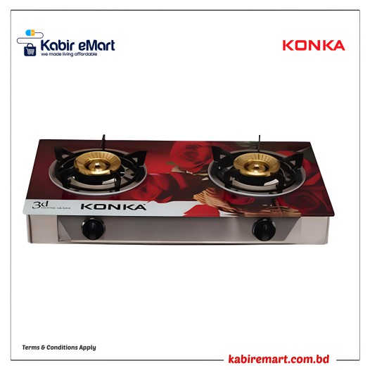 KGLPG601-3D KONKA GAS STOVE -GLASS TOP DOUBLE BURNER LPG