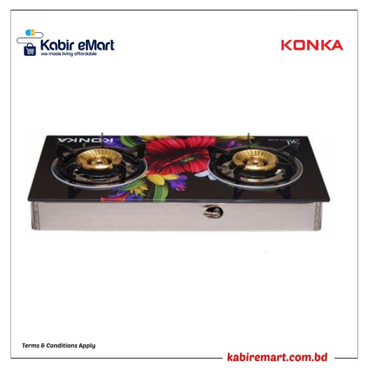 KGLPG602-3D KONKA GAS STOVE -GLASS TOP DOUBLE BURNER LPG