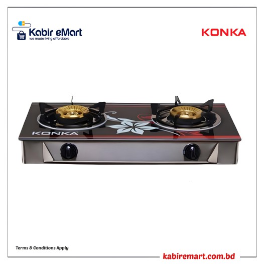 KGLPG603-2D KONKA GAS STOVE -GLASS TOP DOUBLE BURNER LPG