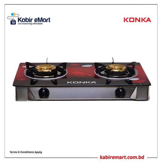 KGLPG604-2D KONKA GAS STOVE -GLASS TOP DOUBLE BURNER LPG