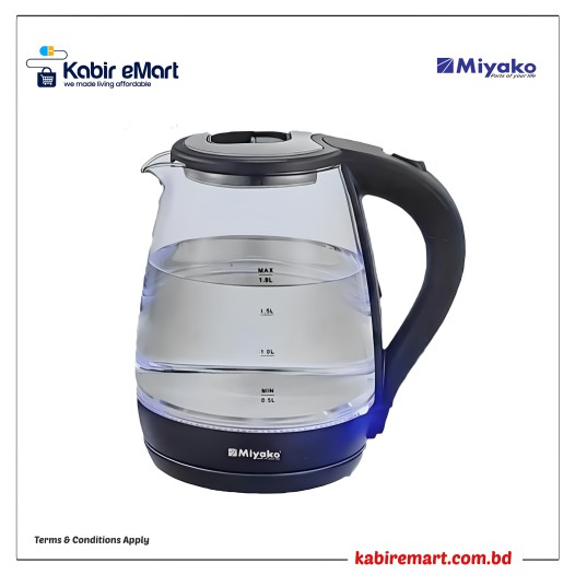 Miyako 1.8 Liter Electric Glass Body Automatic Kettle (MJK-180 GLS)