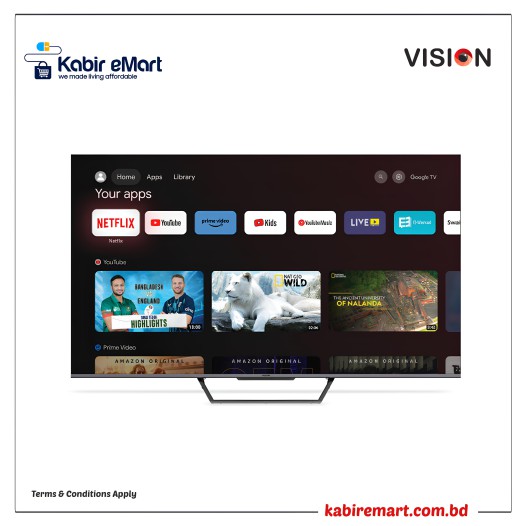 Vision 65 QLED TV Google Android 4K PQ1 Galaxy Pro