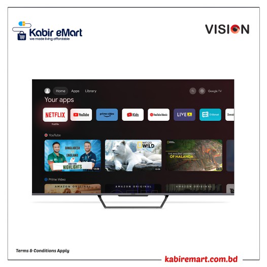Vision 75" QLED TV Google Android 4K PQ1 Galaxy PRO