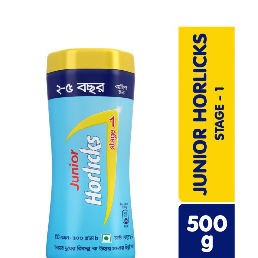 Junior Horlicks Health and Nutrition Drink Stage-1 Jar 500g (Powder Drink)