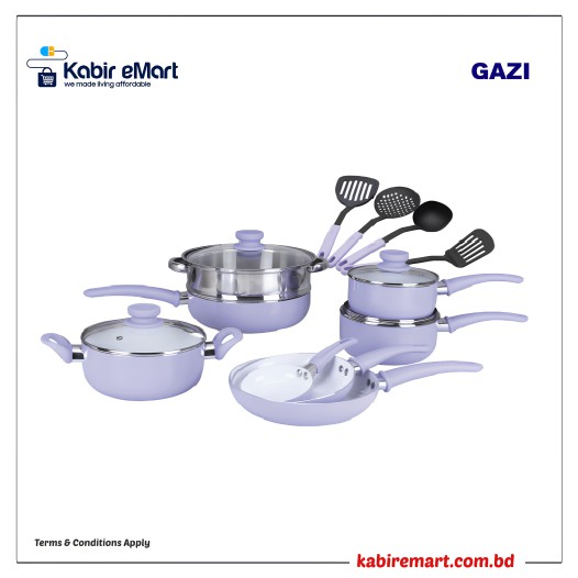 Gazi Non-Stick Cookware Set - PRC-16C Purple