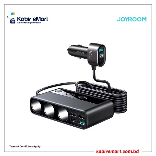 Joyroom JR-CL06 154W Car Charger Adapter with 3 Sockets & 6 Ports