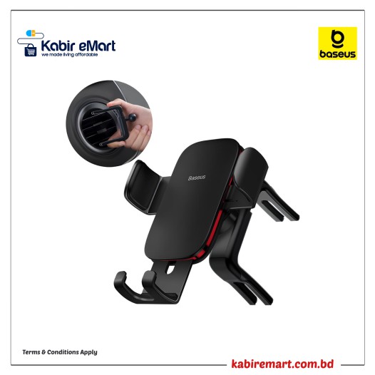 Baseus Metal Age II Round Air Vent Gravity Phone Holder Black (SUJS030001)