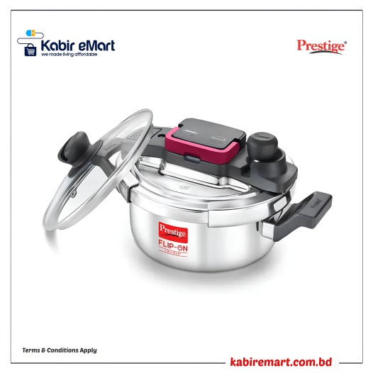 PRESTIGE FLIP-ON TRI-PLY STAINLESS STEEL PRESSURE COOKER