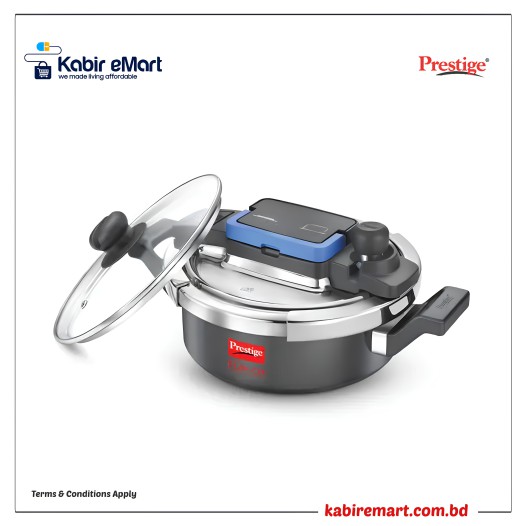 Prestige Svachh Flip-on Hard Anodised Gas and Induction Compatible Pressure Cooker with Glass Lid, (Black)