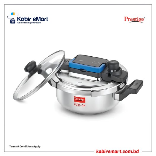 Prestige Svachh Flip-on Stainless Steel Spillage Control Pressure Cooker with Glass Lid, (Silver)