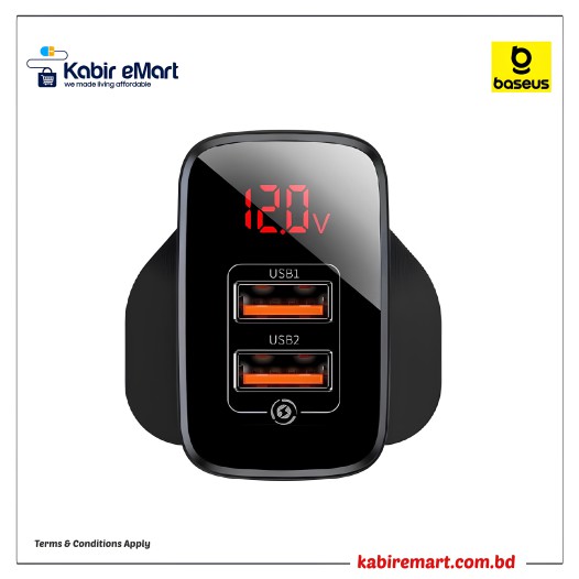 Baseus CCJMHC-D01 Mirror Lake PPS Digital Display Quick Charger (18W, A+C, UK, Black)