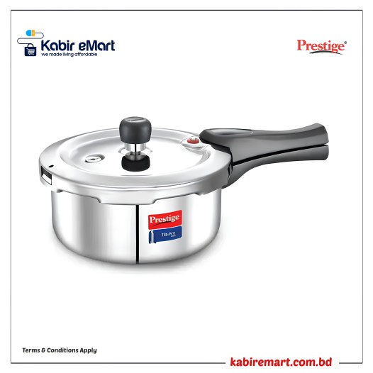 Prestige Svachh Triply Outer Lid Pressure Cooker with Unique Deep Lid for Spillage Control, Silver