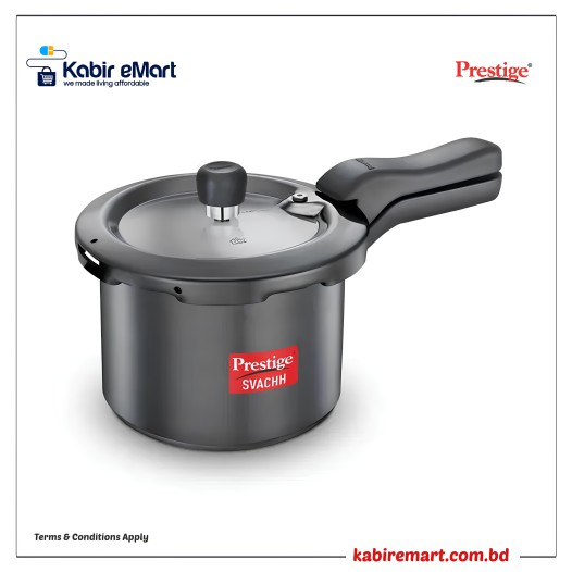 Prestige Svachh Hard Anodised Spillage Control Pressure Cooker, (Black)