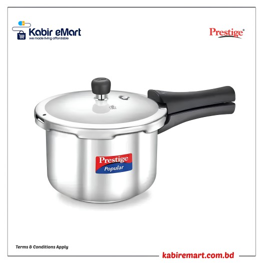 Prestige Popular Stainless Steel Gas and Induction Compatible Pressure Cooker (Silver)