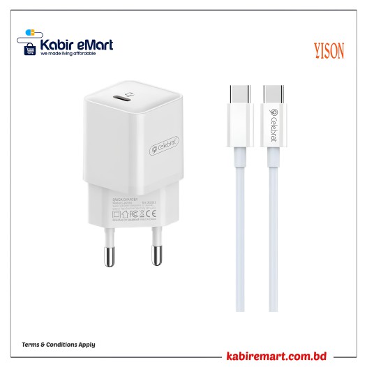 Yison Celebrat C-H7-EU 20W Charger Adapter with Type-C Cable