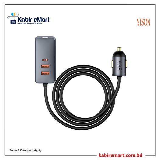 Baseus CCBT-B0G Share Together PPS Multi-port Fast Charging Car Charger with Extension Cable