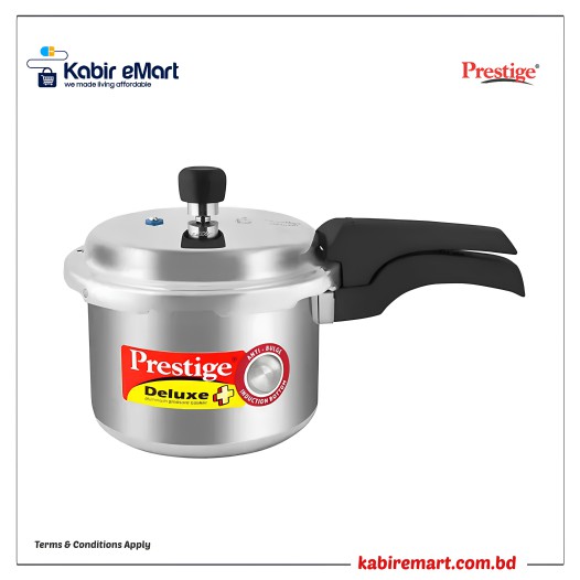 Prestige Deluxe Plus Gas and Induction Compatible Aluminium Pressure Cooker, Silver