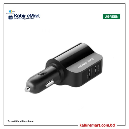 UGREEN Dual USB Car Charger With Extended Header#20394