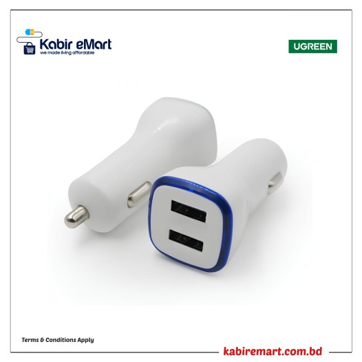 UGreen 40725 ABS Case Dual USB Car Charger 2.4A+2.4A