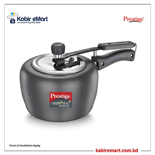 Prestige Apple Duo Plus Hard Apodised Spillage Control Pressure Cooker (Black)