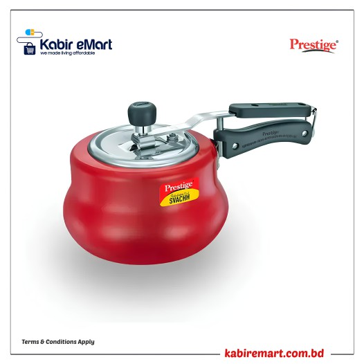 Prestige Nakshatra Duo Plus Swachh Aluminum Spillage Control Pressure Cooker, (Red)