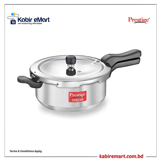 Prestige Svachh Aluminium Anti Bulge Induction Base Senior Deep Pan Pressure Cooker, (Silver)