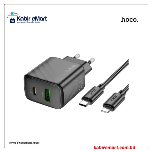 Hoco CS23A 30W Dual Port Wall Charger with Type-C to IP Cable