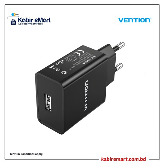 VENTION WML-CH07-EU-B 12W USB Wall Charger