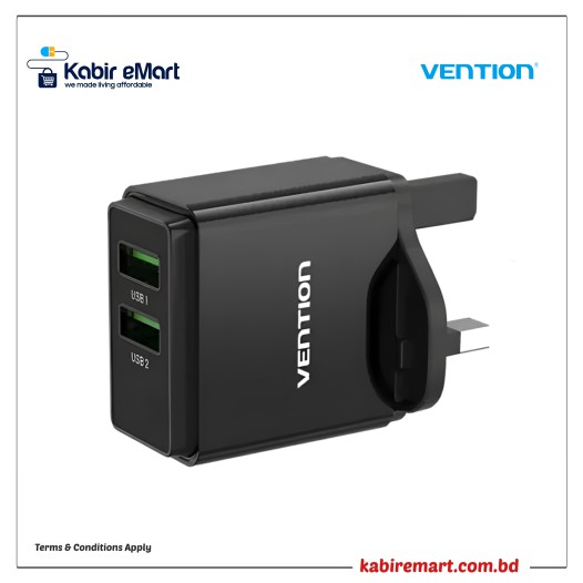 VENTION FBAB0-UK 18W Dual Port USB Wall Charger