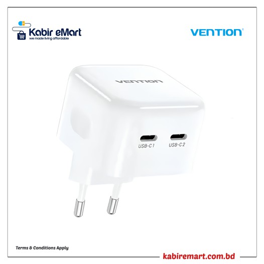 Vention FBPW0-EU Gan 35W Dual Port USB Type-C Charger