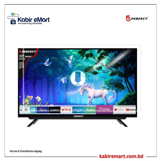Perfect 32 Inch Smart LED TV, Eye Protective, Voice Control