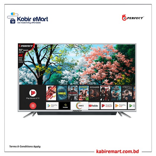 Perfect 50 INCH Smart 4K LED TV Frameless, Voice Control