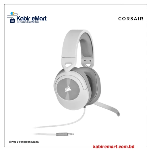 Corsair HS55 Stereo 3.5mm Wired Gaming Headphone White