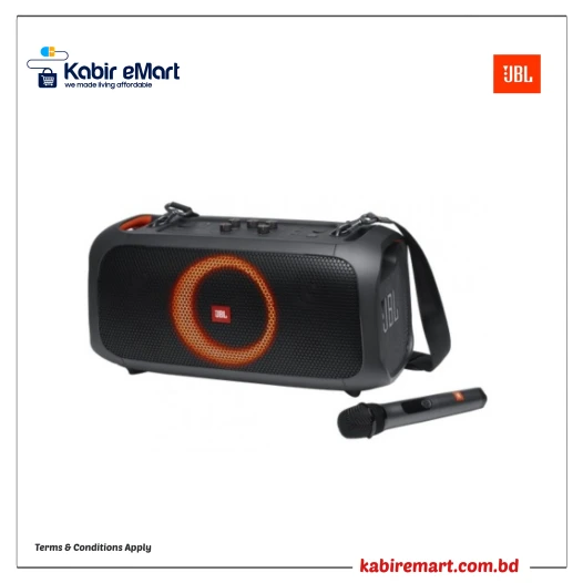 JBL PartyBox On-The-Go Portable Party Speaker and Wireless 2 Microphone