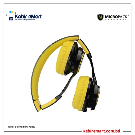 Micropack MHP-500 Stereo Headset with Detachable 4 Pin-Black & Yellow