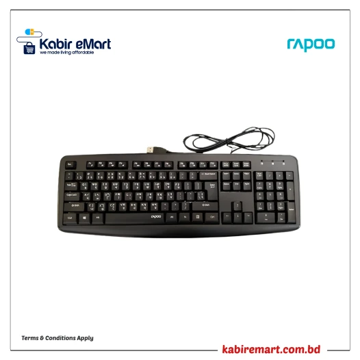 Rapoo NK2600 Spill- Resistant Wired Keyboard with Bangla