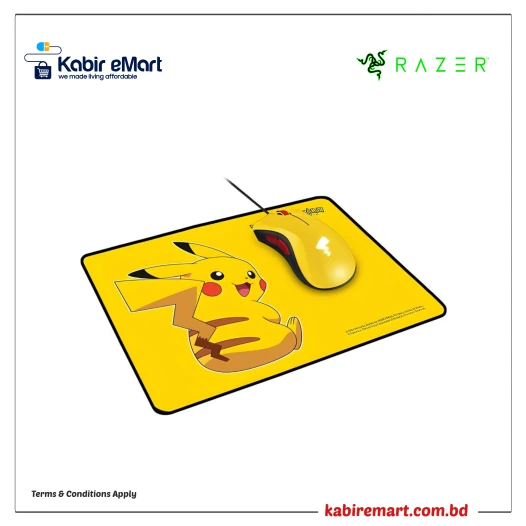 Razer DeathAdder Essential Mouse + Razer Goliathus Speed Pikachu Limited Edition Mat Bundle