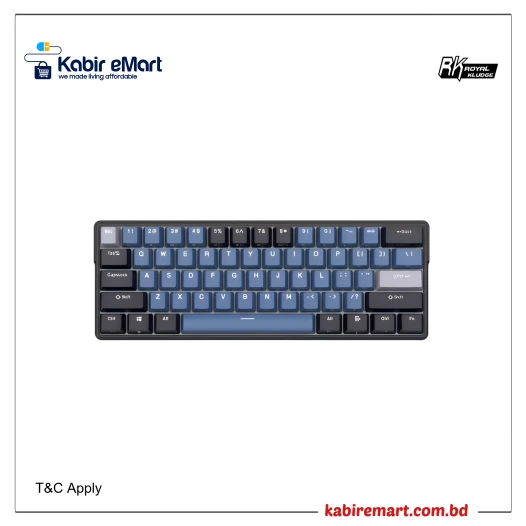 Royal Kludge RK61 Plus Tri Mode RGB 61 Keys Hotswappable Mechanical Brown Switch Gaming Keyboard
