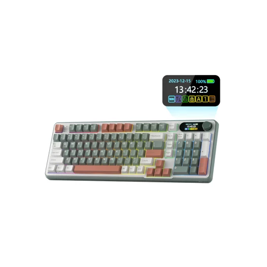Royal Kludge S98 Tri-Mode Hot-Swappable Brown Switch Mechanical Keyboard With Display