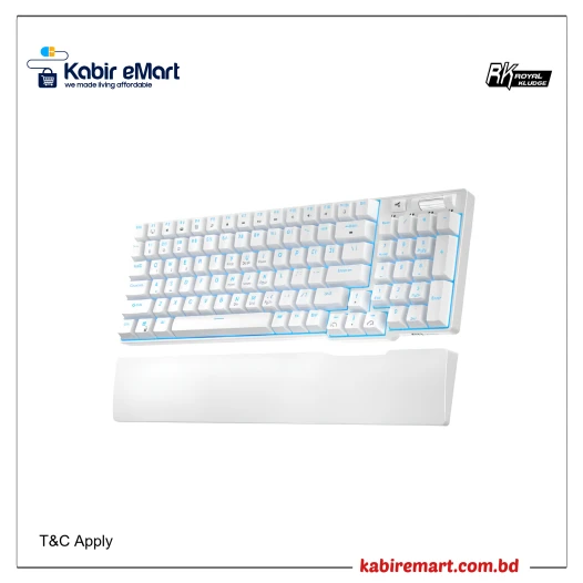 Royal Kludge RK96 RGB Hot-Swappable Tri-Mode Blue Switch Wireless Mechanical Keyboard White
