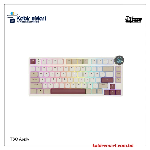 Royal Kludge N80 Low-Profile Red Switch Tri-Mode RGB Mechanical Keyboard Rosy Clouds