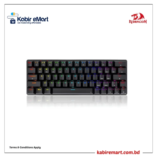 Redragon K613P-KBS Jax Pro 63-Key RGB Wireless Mechanical Gaming Keyboard