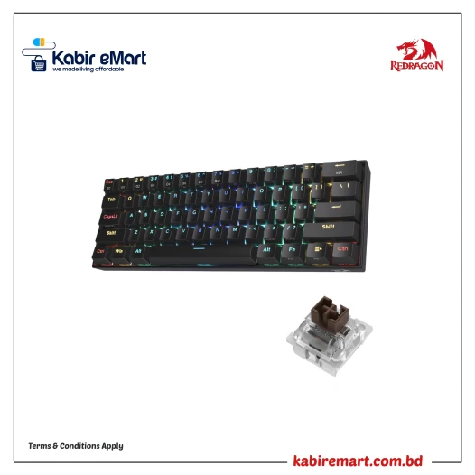 Redragon K530 Draconic 60% Compact RGB Wireless Mechanical Brown Switch Gaming Keyboard