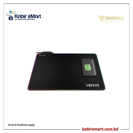 Gamdias NYX P2 Wireless Charging RGB Mouse Mat